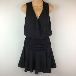 NWT Krisa Black Surplice Ruched Tank Dress | XS 0/2
